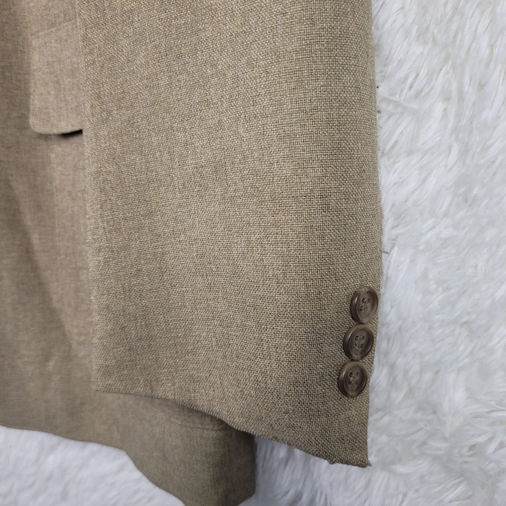 Vtg Levis Tan Action Suit Sport Coat Blazer 42L Sta-Prest Classic 80s Neutral